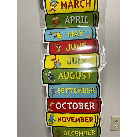 DR SEUSS HAPPY BIRTHDAY MONTH CALENDAR CLASSROOM WALL ART DECOR - Picture 3 of 3